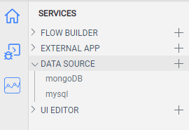 services menu with database